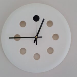 Recycled Modern Quirky White Wall Mounted Modern Clock Quartz Ikea Stool Seat Black Hands