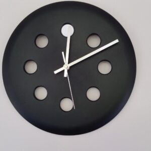 Recycled Modern Quirky Black Wall Mounted Modern Clock Quartz Ikea Stool Seat Silver Hands