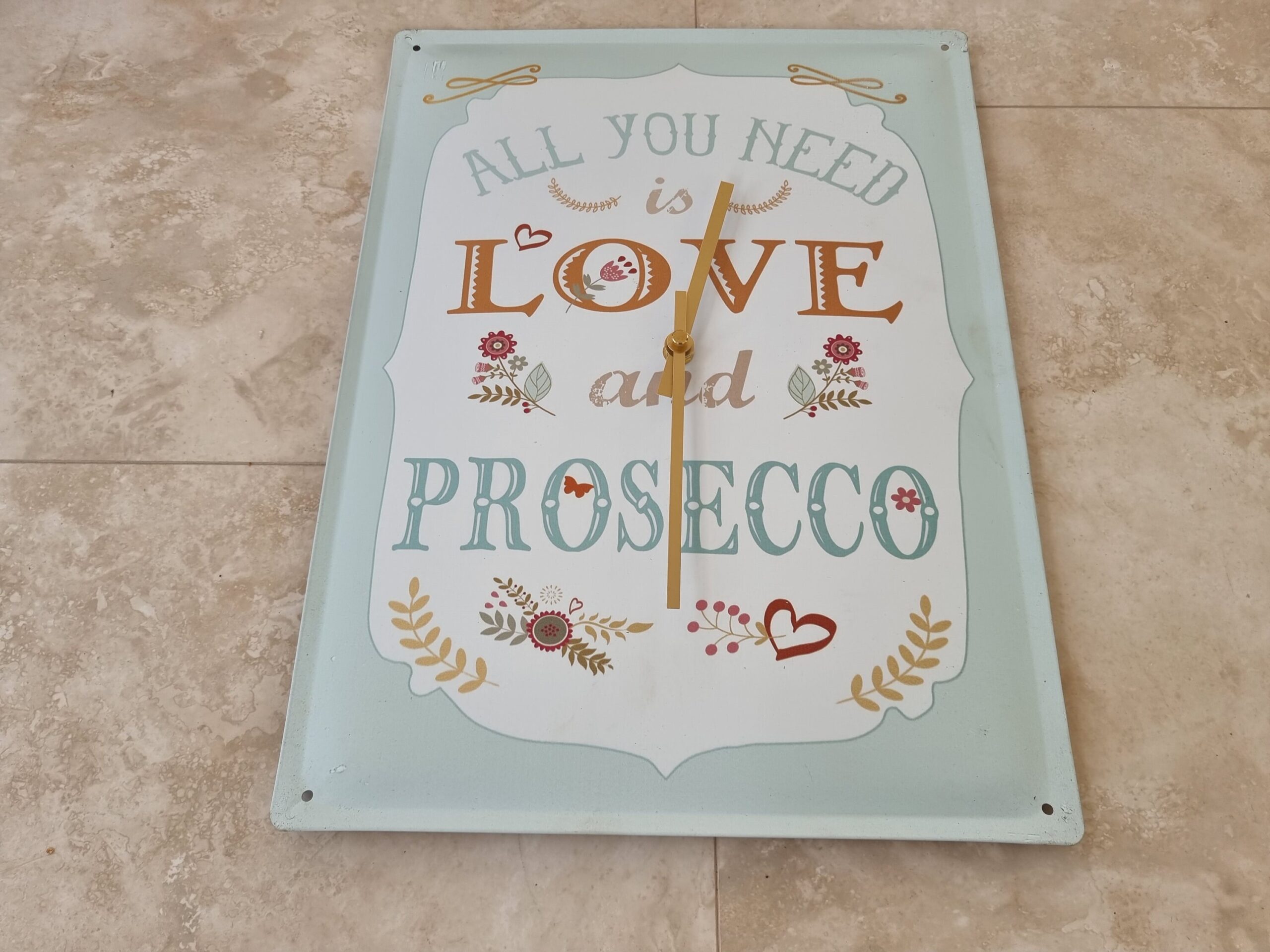 Prosecco Love Tin Wall Clock: Retro Kitchen Decor - Image 2