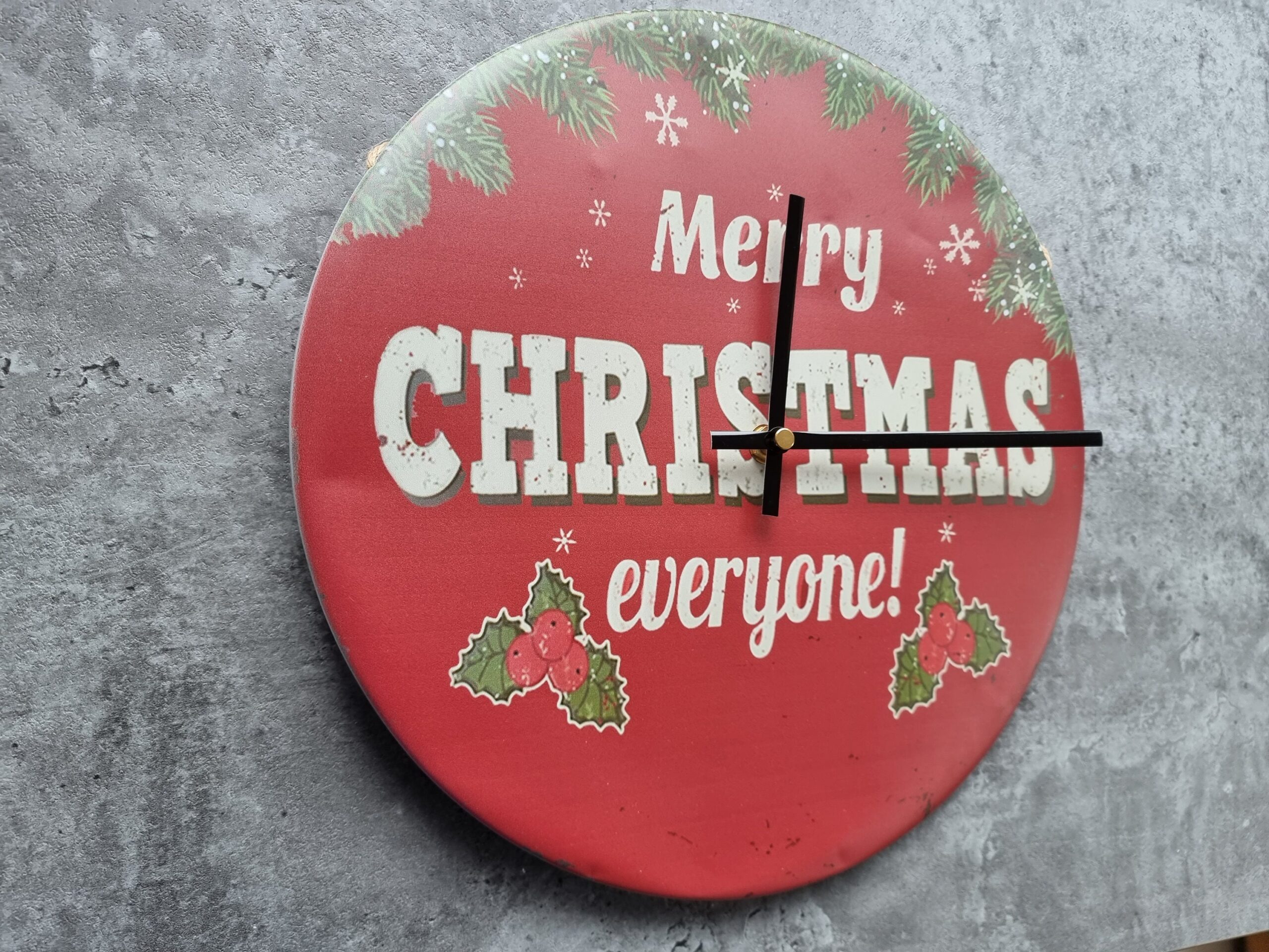 Merry Christmas Festive Wall Decoration Clock Metal Tin Sign Quartz Red Green Black Hands Gift Present - Image 3