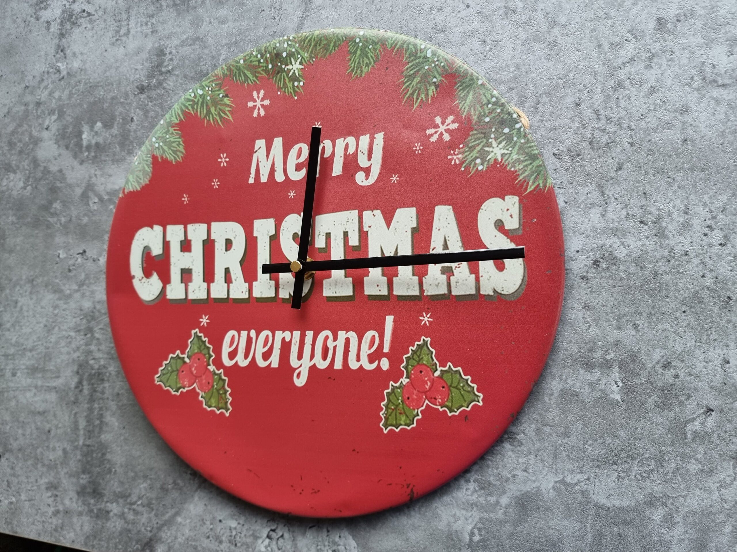 Merry Christmas Festive Wall Decoration Clock Metal Tin Sign Quartz Red Green Black Hands Gift Present - Image 2