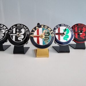 Alfa Romeo Table Top Desk Clock Car Badge & Stand Black Gold Green Red Owners Club Gift