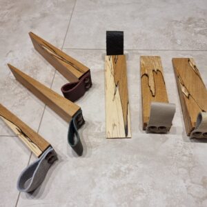 Spalted Beech Door Stop Wedges with Leather Handle - Set of 2