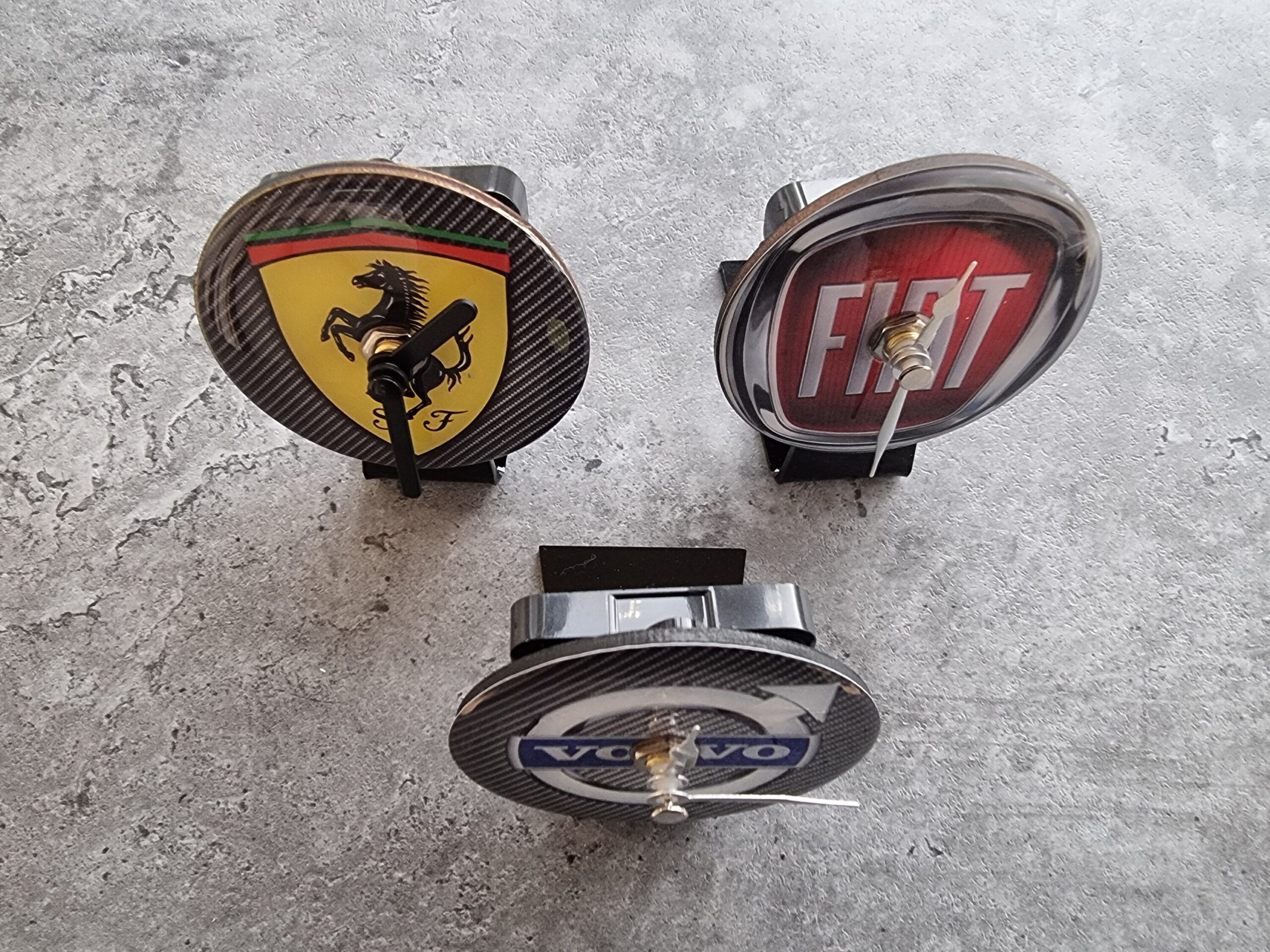 Volvo Ferrari Fiat Table Desk Top Car Badge Clock & Stand Quartz Fathers Day Gift Owners Club - Image 6