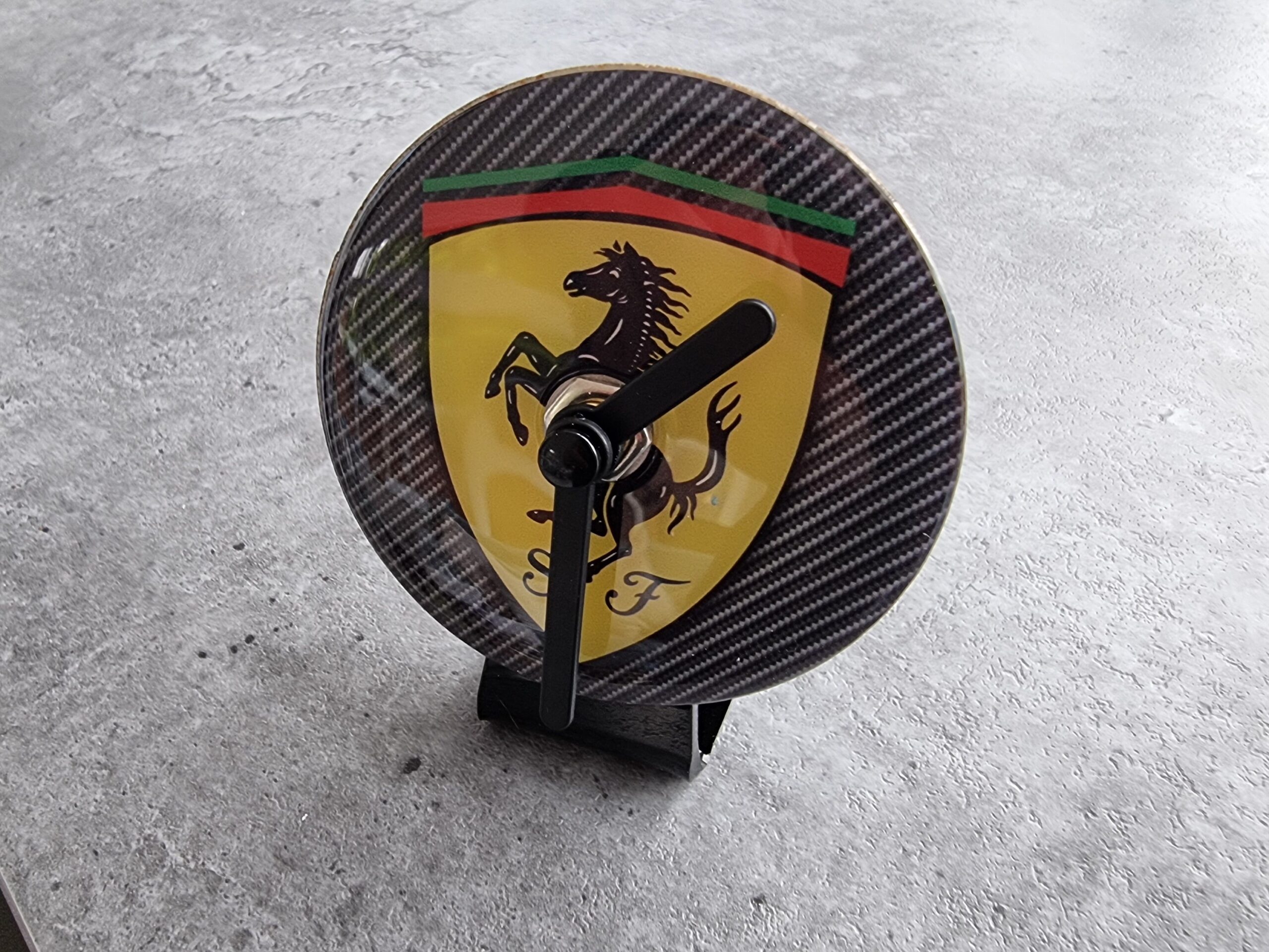 Volvo Ferrari Fiat Table Desk Top Car Badge Clock & Stand Quartz Fathers Day Gift Owners Club - Image 3