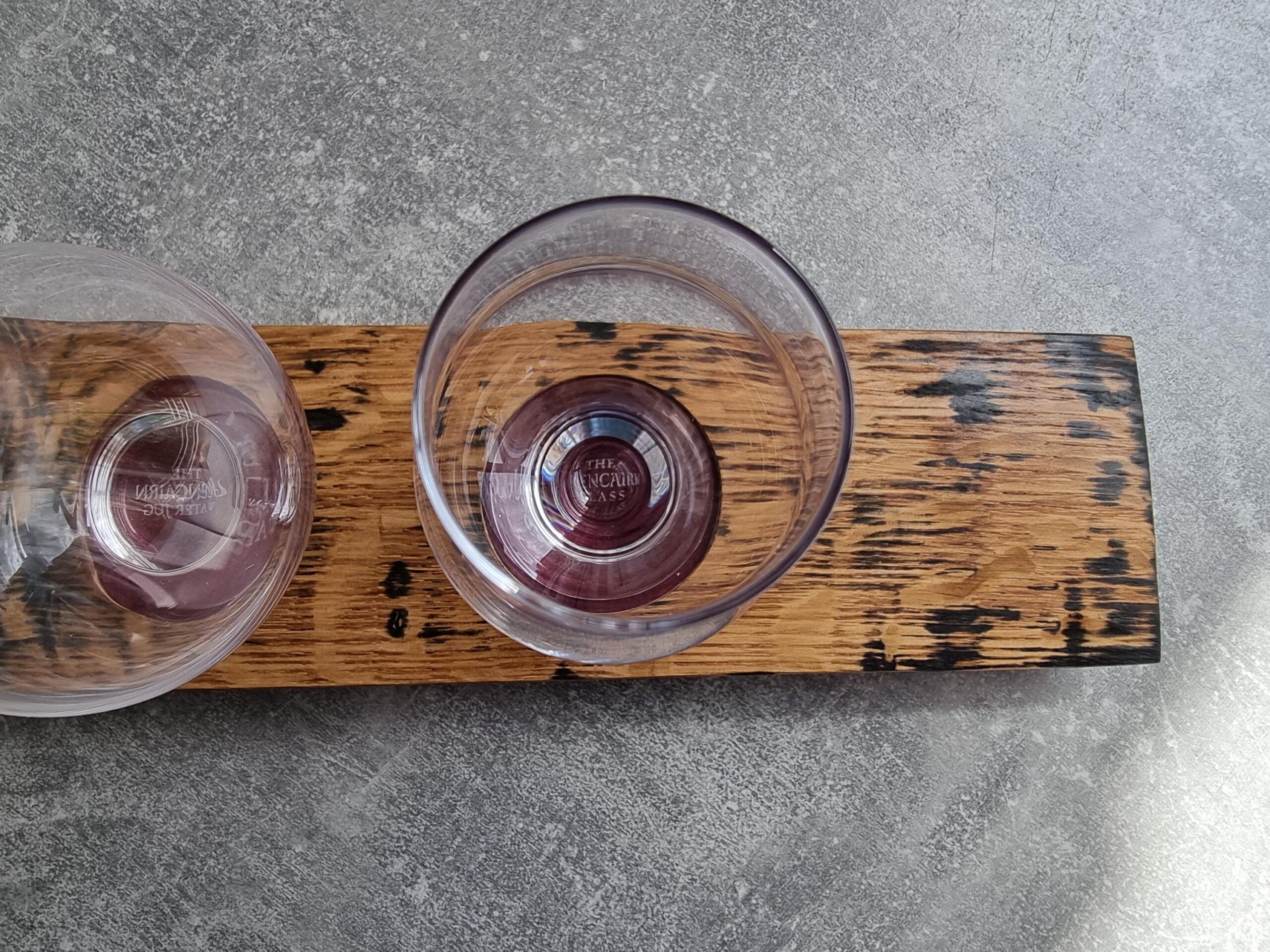 Loch Lomond Oak Whisky Flight Taster Board Paddle Barrel Stave, Glencairn Glass Option - Image 3