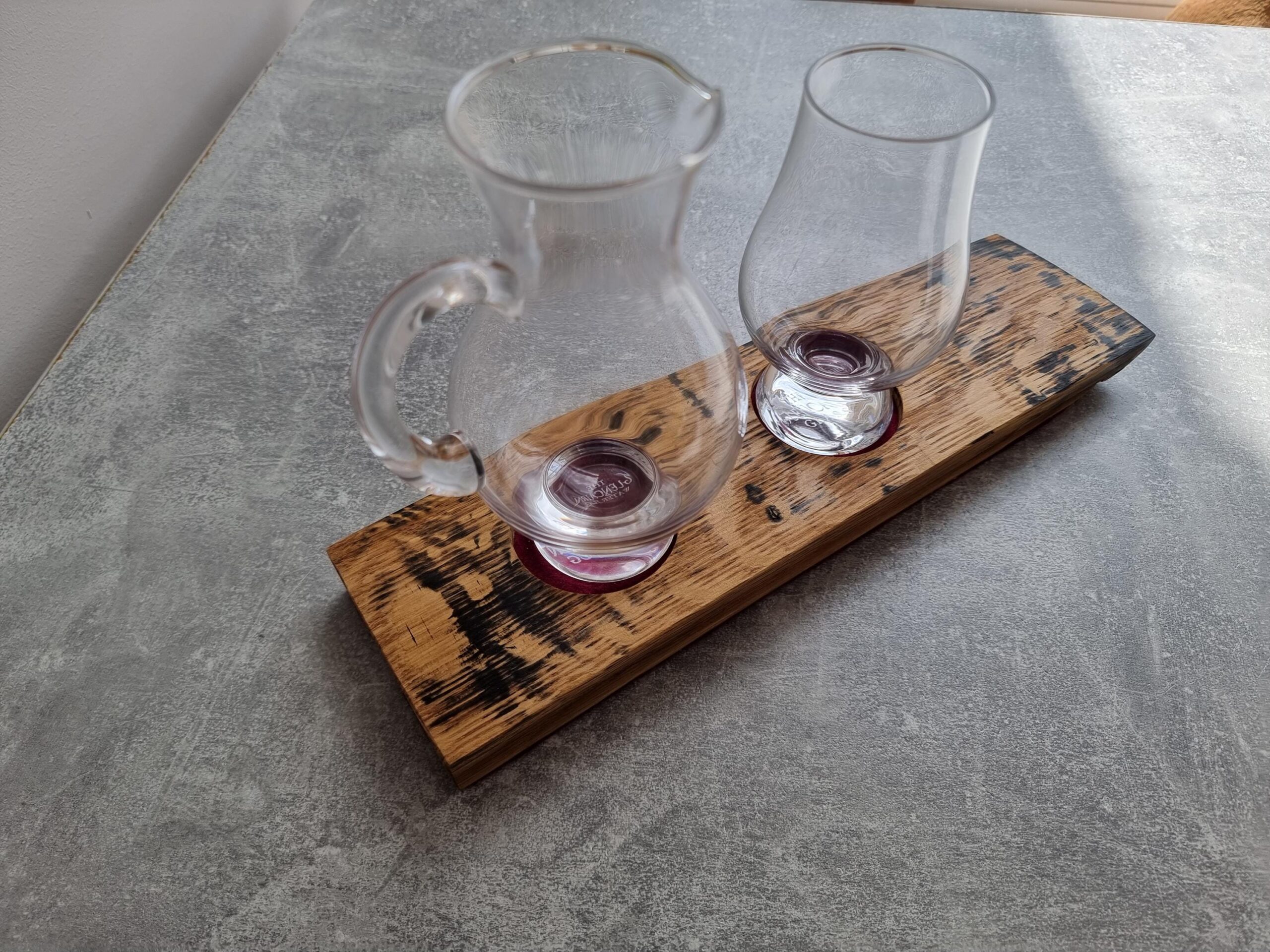 Loch Lomond Oak Whisky Flight Taster Board Paddle Barrel Stave, Glencairn Glass Option - Image 2