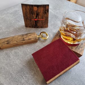 Loch Lomond Oak Whisky Barrel Set: Clock, Coaster, Bottle Opener