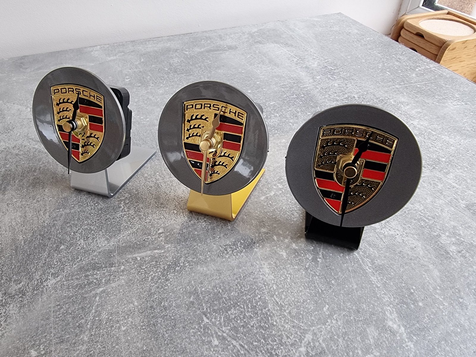 Porsche Car Badge Table Desk Top Clock 76mm Emblem Stuttgart Finest Christmas Gift Owners Club - Image 4